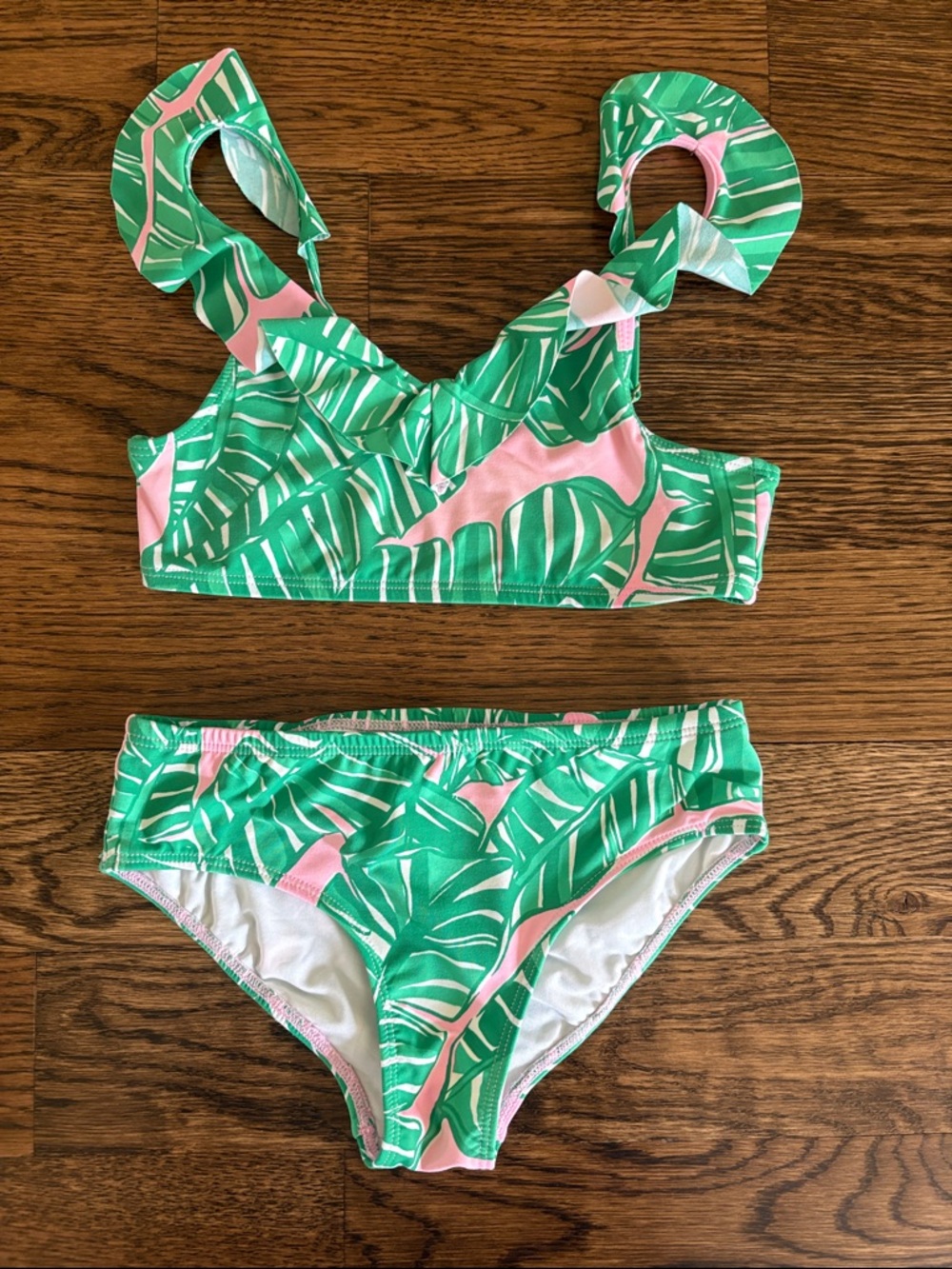 Lilly Pulitzer Green & Pink Tropical Leaf Girls' Two-Piece Bikini